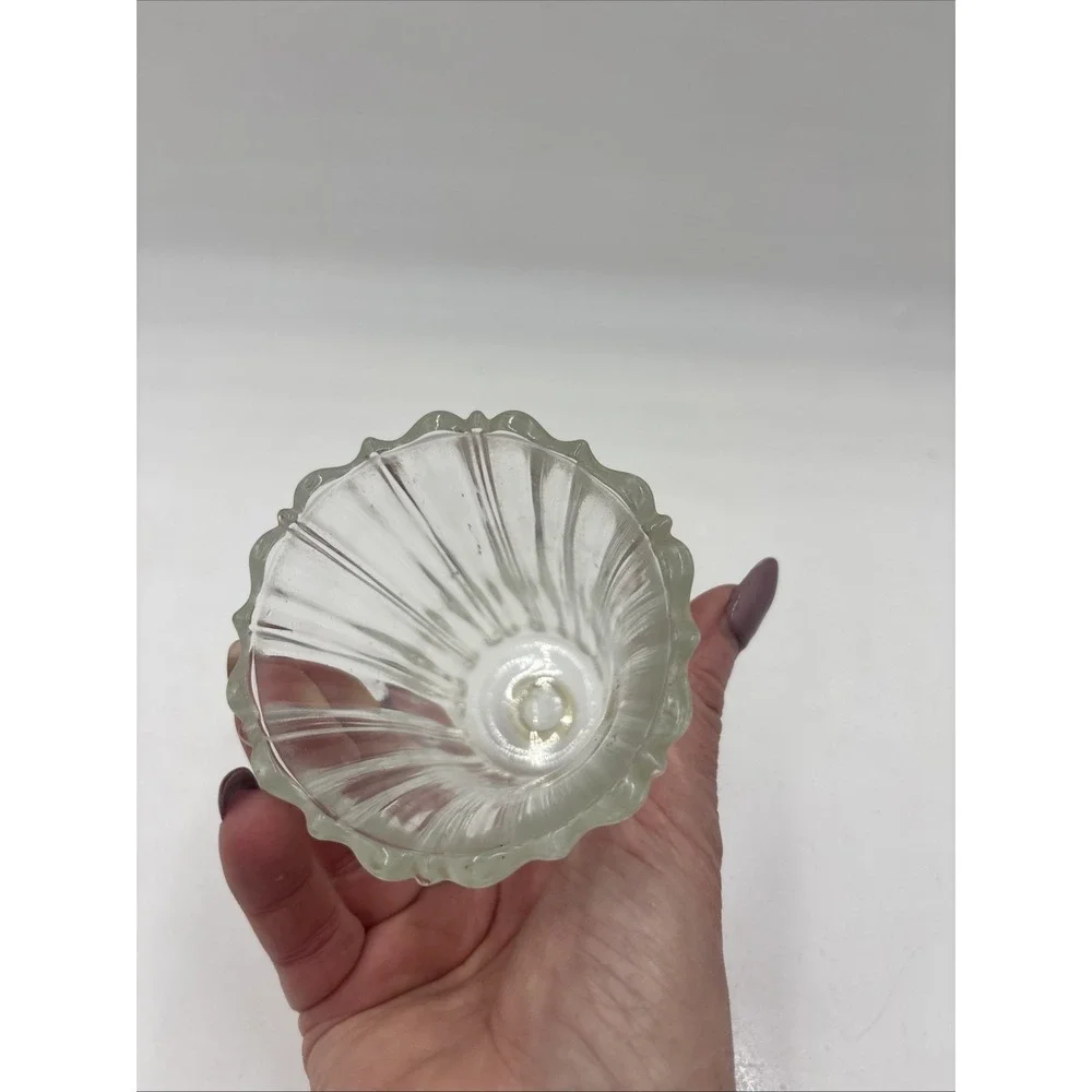 Homco Clear Glass Peg Votive Cup Royal Jewelite Ribbed & Grommets